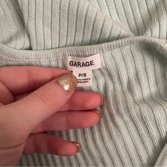 Garage Fly Away Open Tie Front Ribbed Cardigan Sweater Top - Picture 7 of 7